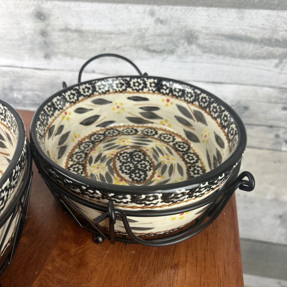 2 Temp-tations By Tara 1.5QT & 1QT Baking Dish & Wire Racks Old World Black